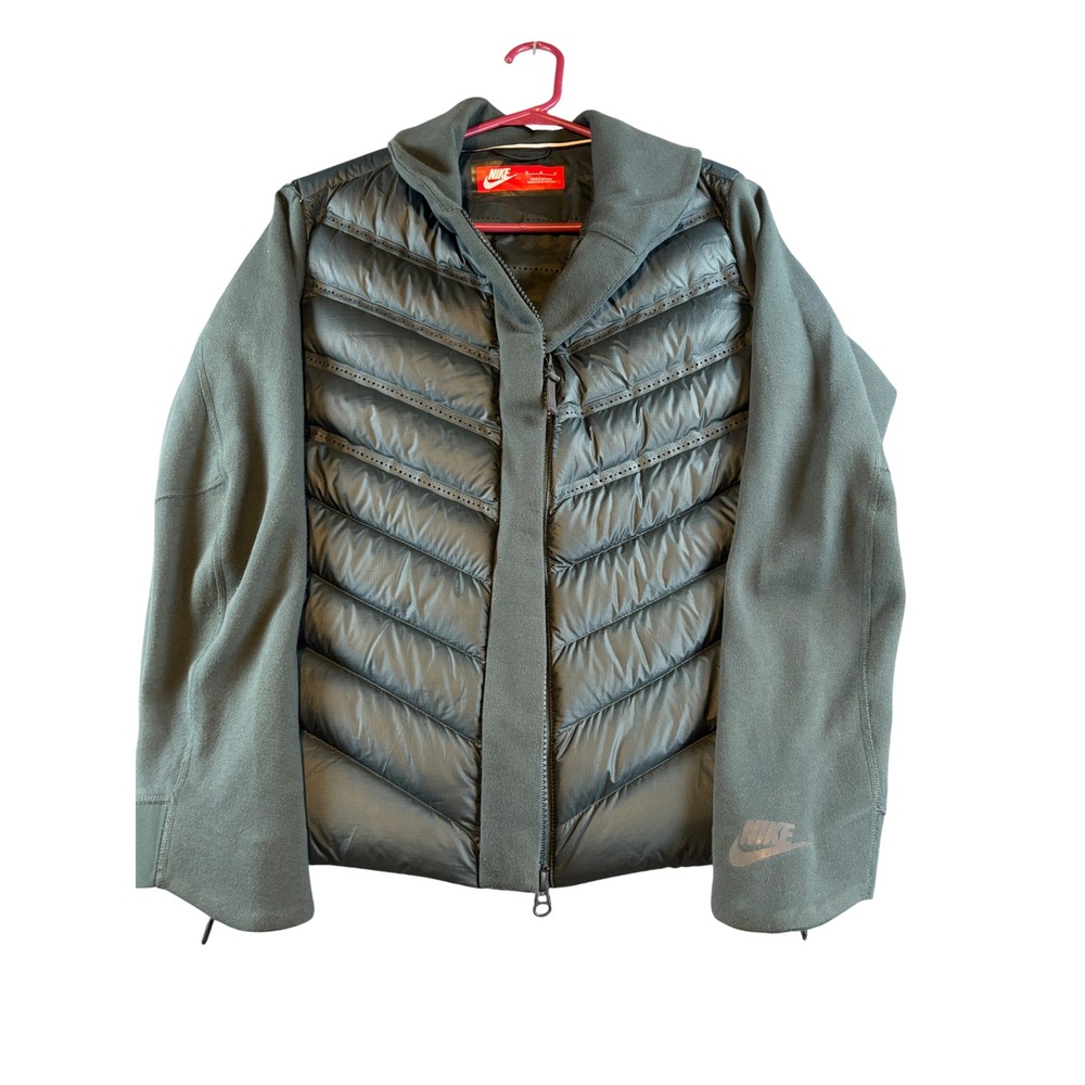 Nike Aeroloft Hybrid Quilted Down Fleece Jacket Green Mens Medium 800497-392